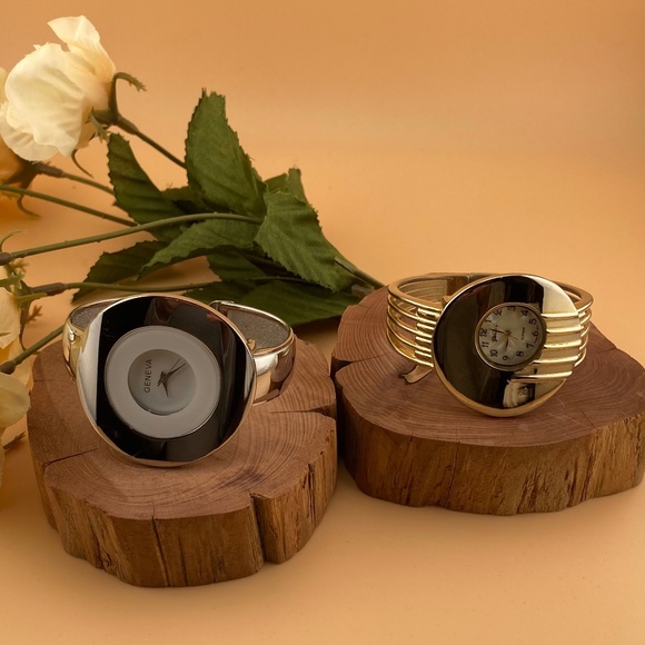 GENEVA Cuff Watches 2 - 1 Gold & 1 Silver - Picture 3 of 8